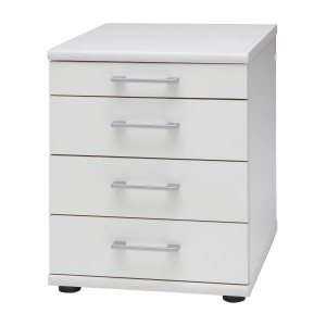 Weißer PROREGAL Standcontainer Tiger mit 4 Schubladen, 52x42x50 cm, ideal für Büro & Homeoffice.