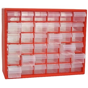 PROREGAL Cosimi Kleinteilemagazinregal mit 36 Schubfächer Rot HxBxT 65x40,5x30,5cm