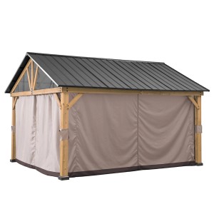 Sunjoy Vorhang-Set für Zedernholz Gazebo 404x465cm, beige, für mehr Privatsphäre auf der Terrasse.