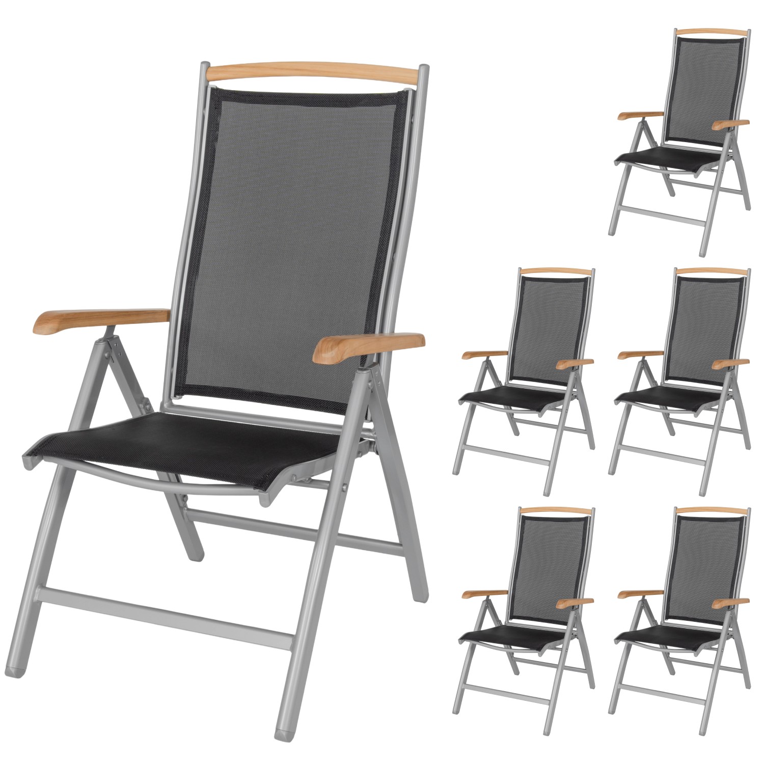 ib style Gartenstuhl 6er Set Diplomat Klappstuhl aus Aluminium und Teakholz günstig online kaufen