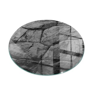 Tulup Glasplatte für Kamin Natursteinmuster Glasplatte für Öfen Runden 60x60 cm Grau Glasplatte für Kamin Kamin Glasplatte