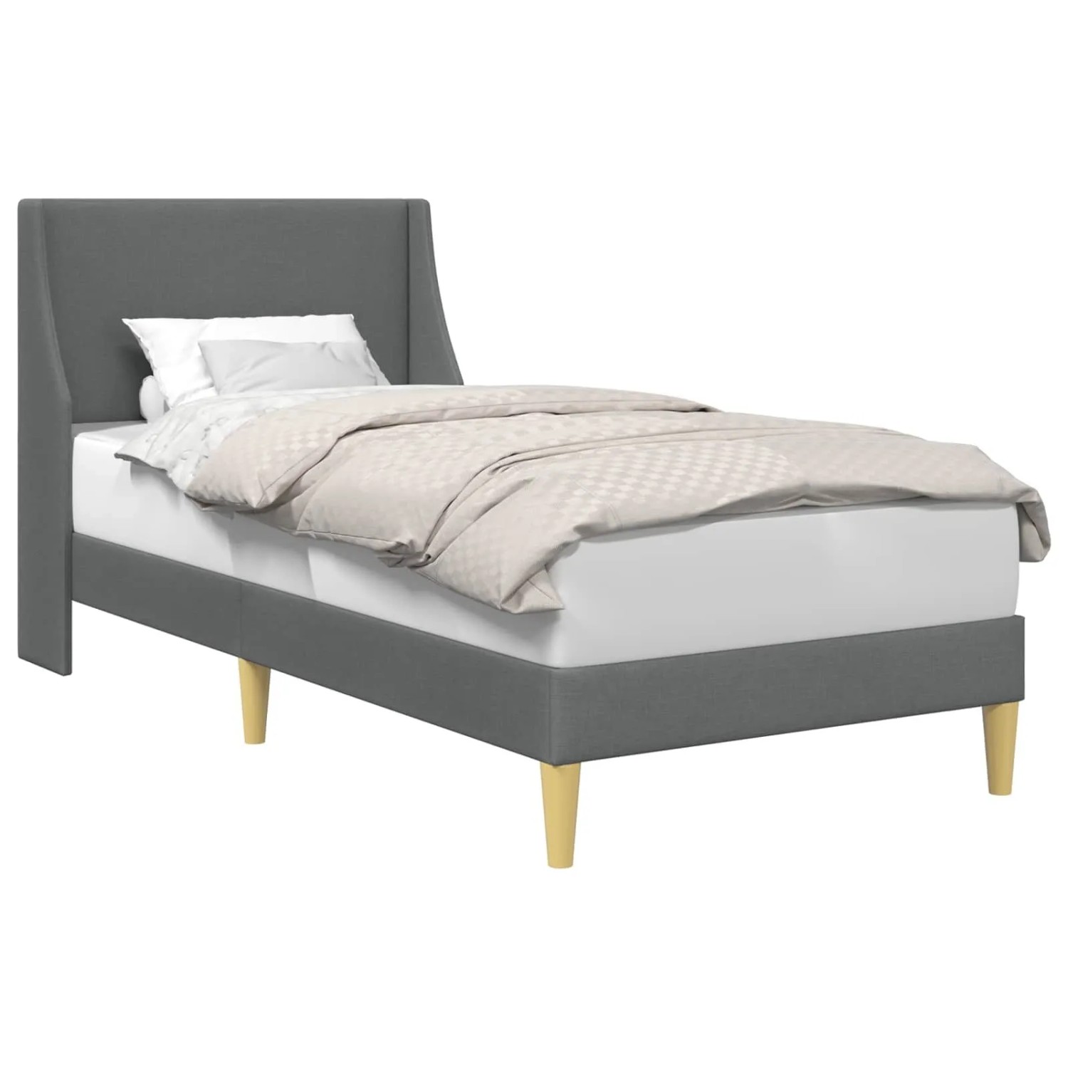 vidaXL Bettrahmen mit Kopfteil Dunkelgrau 90 x 200 cm Stoff 42027322