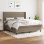 Boxspringbett Taupe (180x200 cm) mit Matratze und Kopfteil. Stoffbezug.