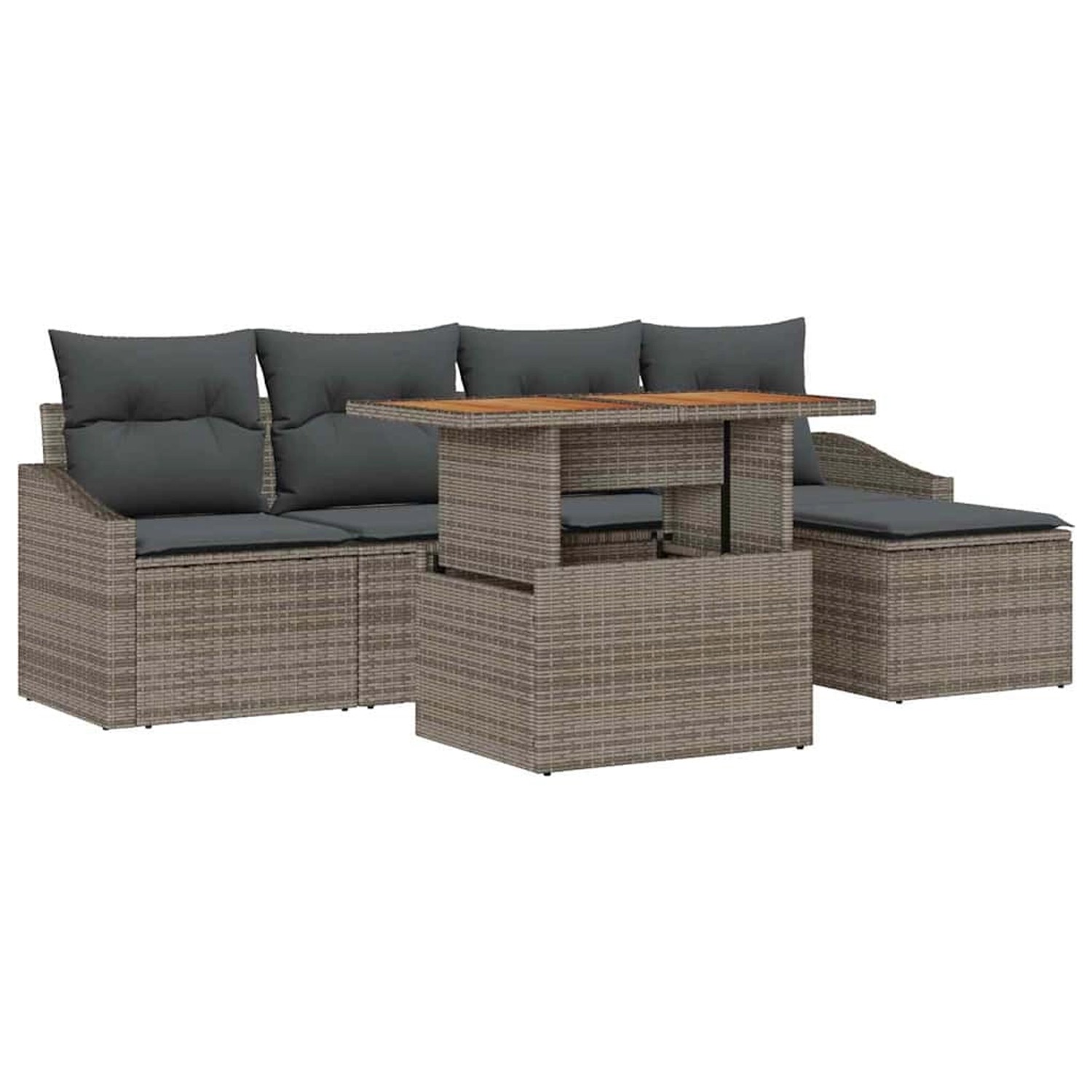 vidaXL Garten-Sofa-Set mit Speicher 6-Tlg Grau Poly Rattan 3358561 günstig online kaufen
