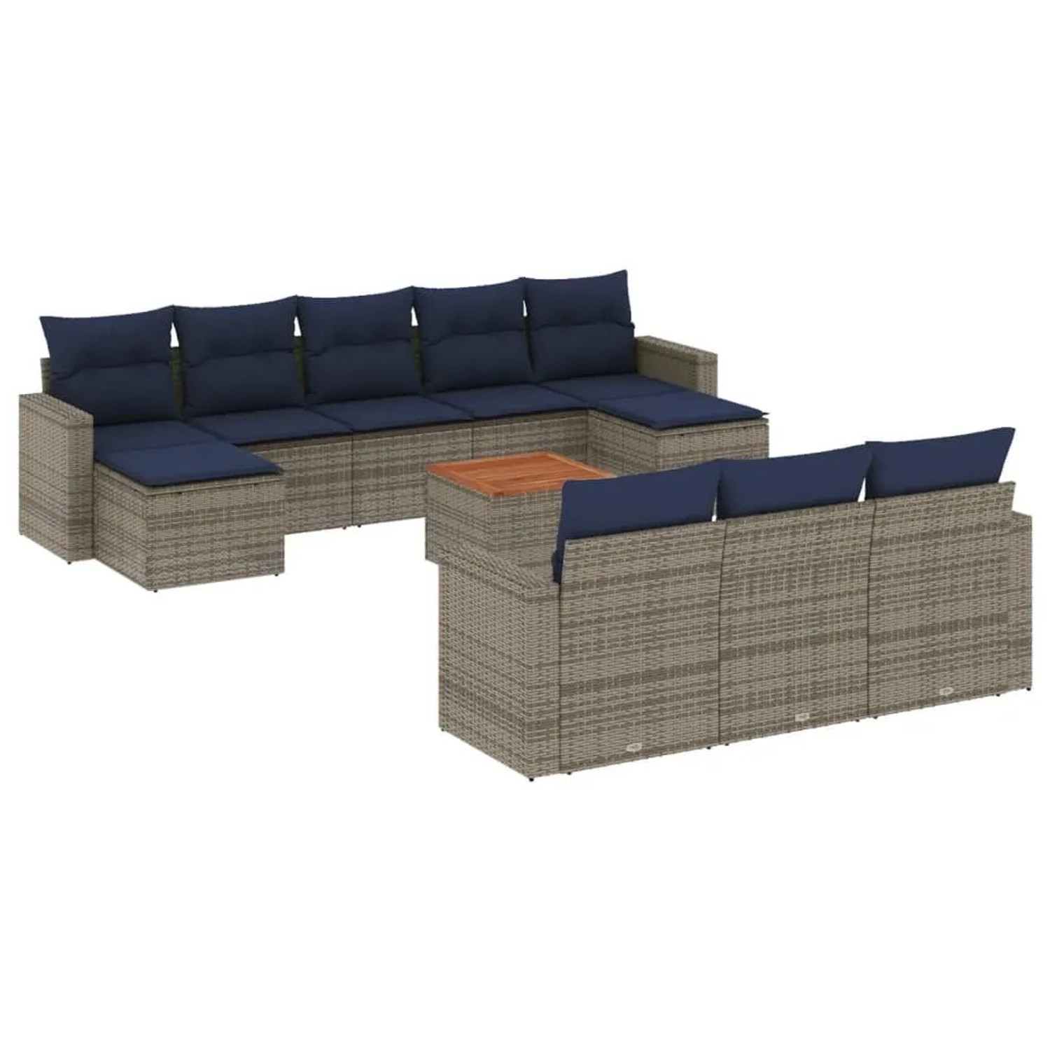 vidaXL 11-Tlg Gartensofa-Set mit Kissen Grau Polyrattan 3256677 günstig online kaufen