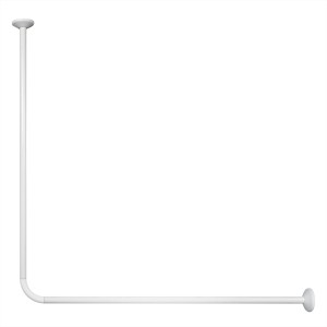 Weiße Spirella Duschstange Magic, 80x80 cm, aus Aluminium für Eckduschen.