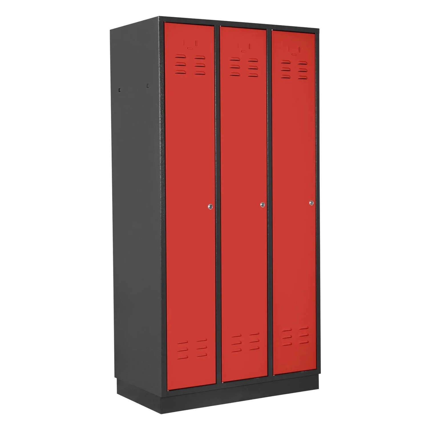 PROREGAL Garderobenschrank Ermine Mit 3 Türen HxBxT 178x89x50cm Anthrazitgrau/Feuerrot