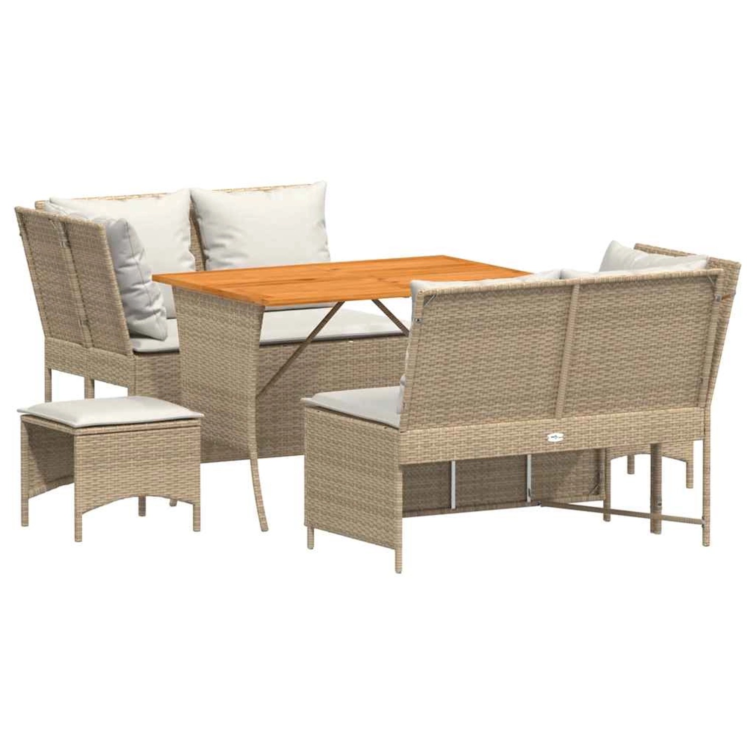 vidaXL 5-Tlg Garten-Sofagarnitur mit Kissen Beige Poly Rattan 3365347 günstig online kaufen