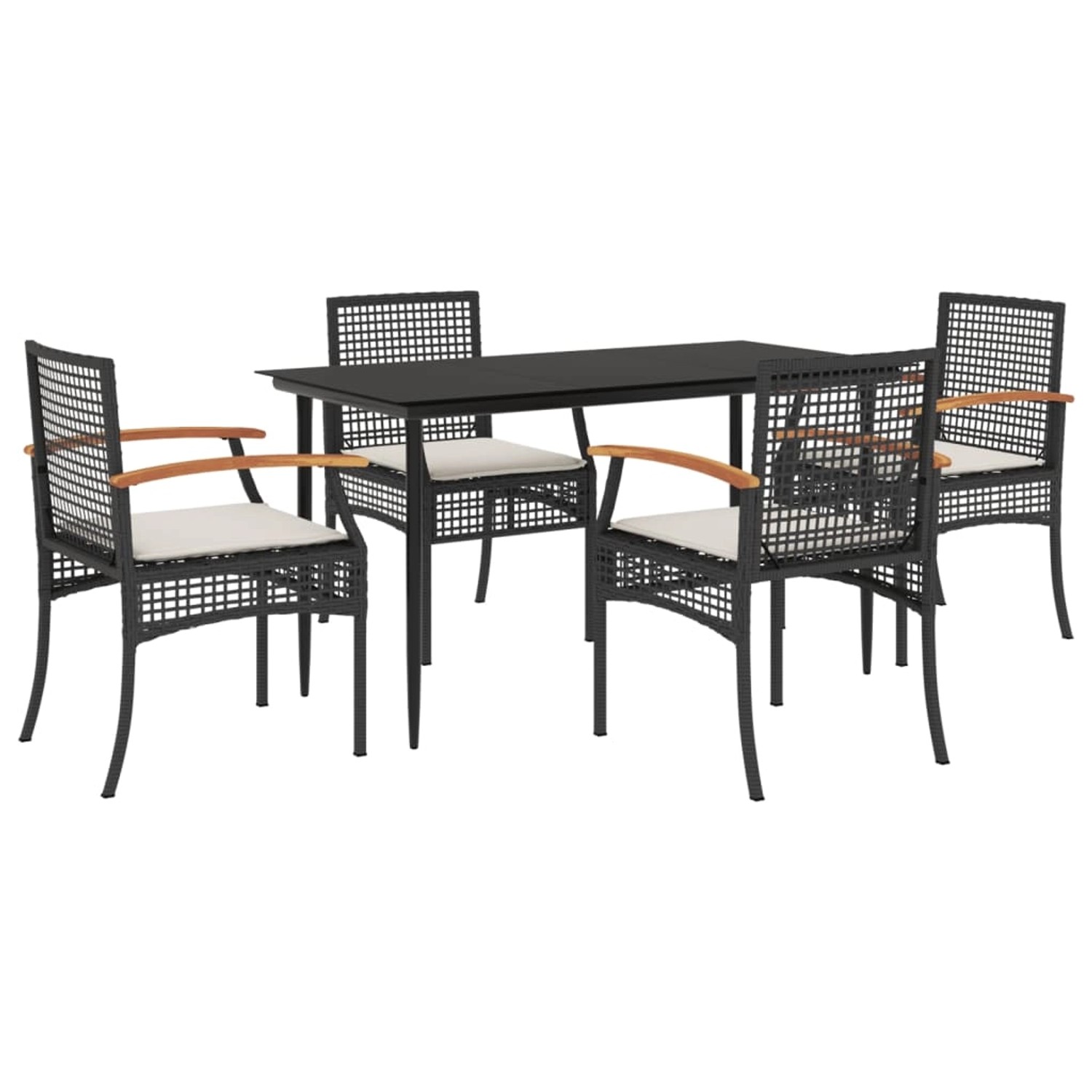 vidaXL 5-Tlg Garten-Essgruppe mit Kissen Schwarz Poly Rattan 3213598 günstig online kaufen