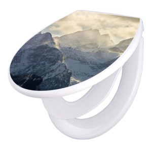 Banjado Familien WC-Sitz mit Alpenmotiv. Klodeckel mit integriertem Kindersitz und Absenkautomatik.