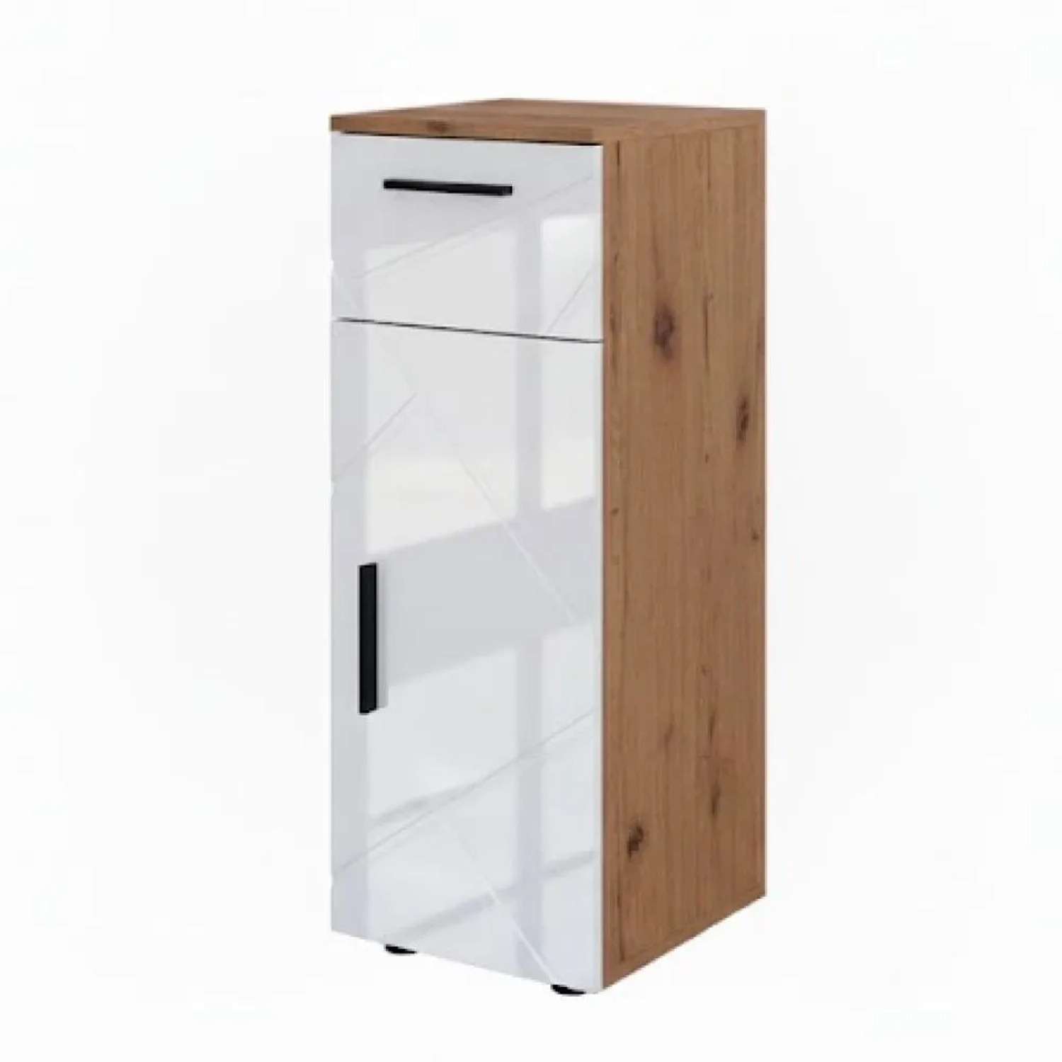 Vicco Midischrank Irma Weiß Hochglanz Goldkraft Eiche 30 x 81
