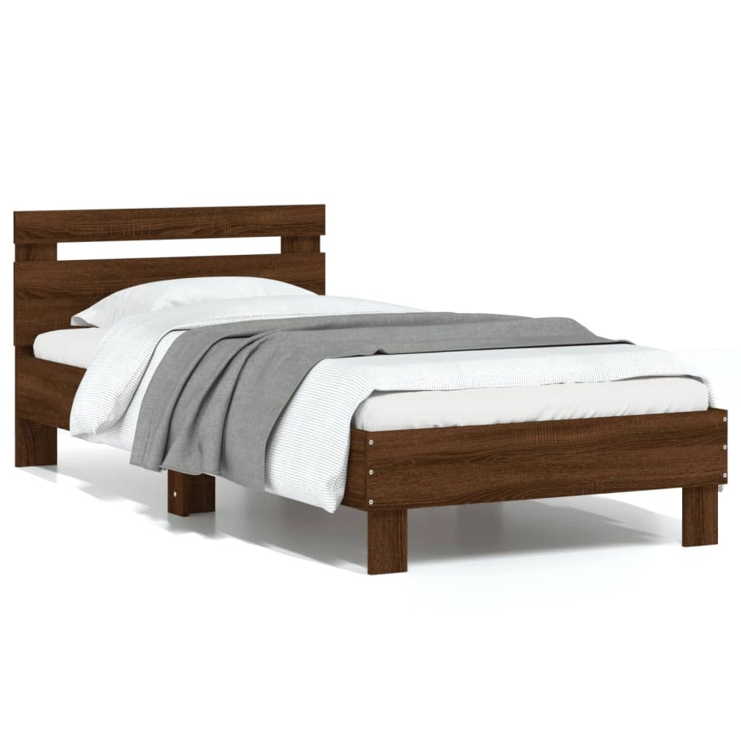 vidaXL Bettgestell ohne Matratze mit Kopfteil Braun Eiche 75x190 cm 838574 günstig online kaufen