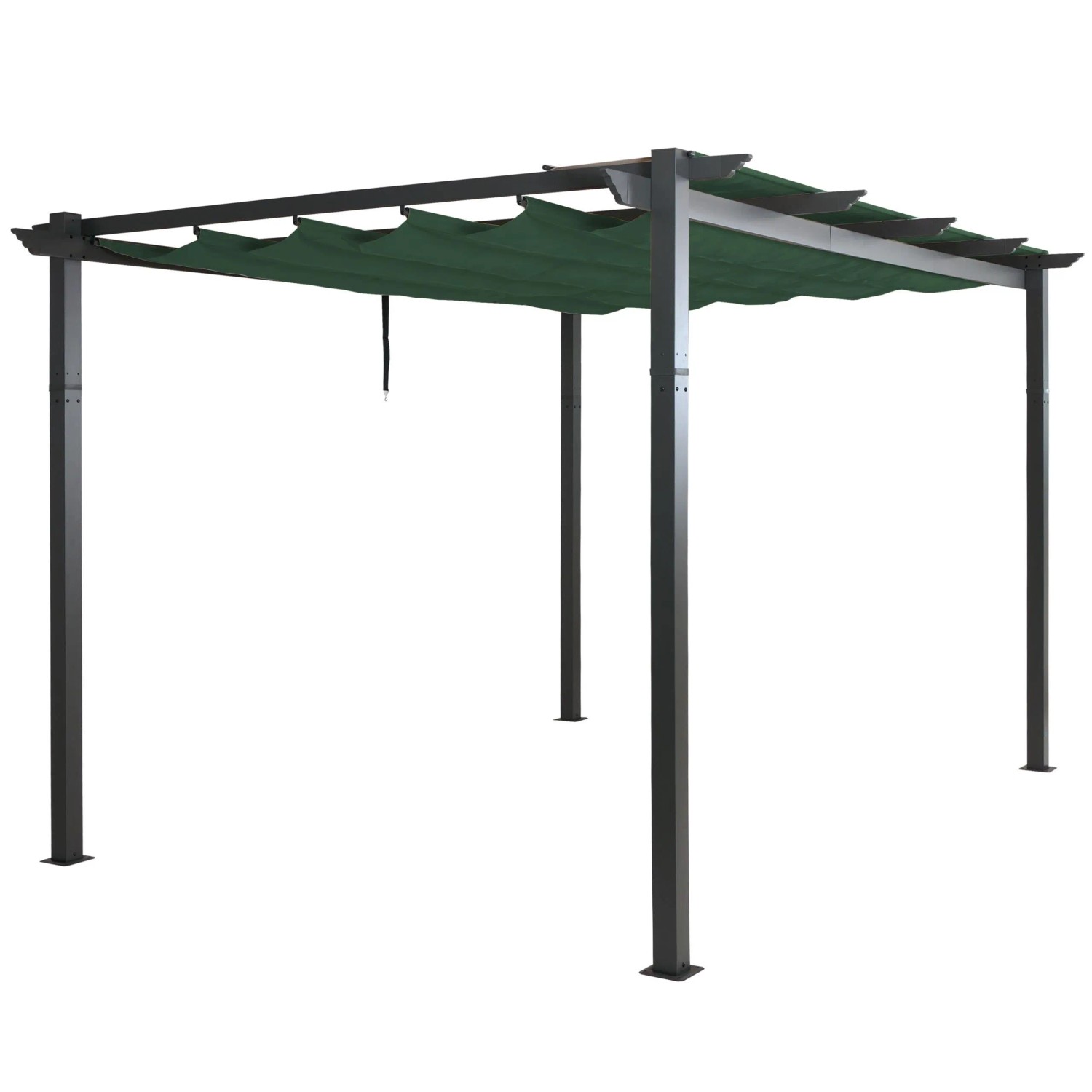 BERLINLODGE Aluminium Pergola Stabiles 8cm-Gestell Schiebedach UV50 Und BxT 4x3m Grün Gartenpavillon Pavillon Garten