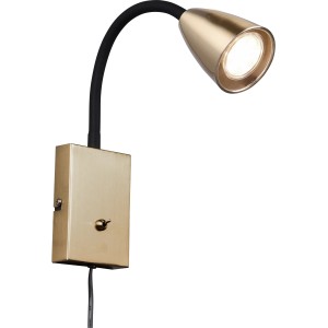 Wandleuchte Wanda in Messing matt: flexible Leselampe für Schlaf- und Wohnzimmer.