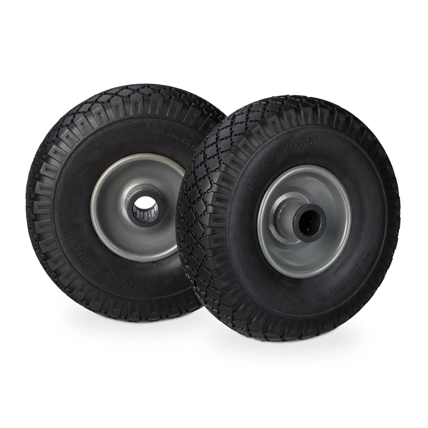 Relaxdays Sackkarrenrad 2er Set Vollgummi Schwarz Grau Pannensicher 26 cm x 8,5 cm 1 kg