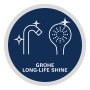 Symbol für langanhaltenden Glanz der Grohe QuickFix Duschsysteme.
