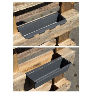 BigDean 6er Set Paletten Blumenkästen Einsatz mit Hängesystem zum Einhängen 37cm Anthrazit Pflanzkasten für Europalette Balkonkasten Blumentopf