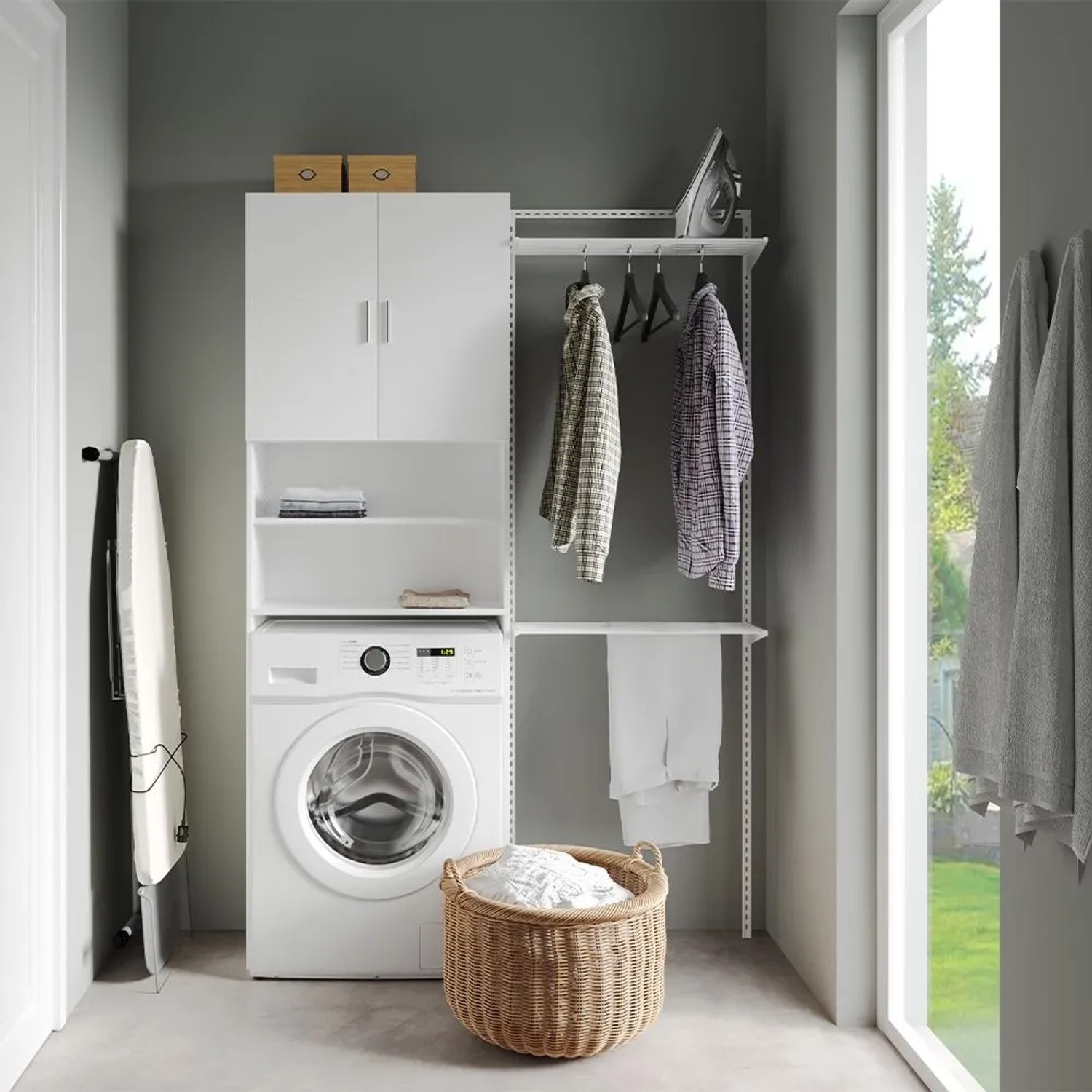Vicco Waschmaschinenschrank mit Türen Martha Weiß 64 x 190 cm kaufen bei OBI