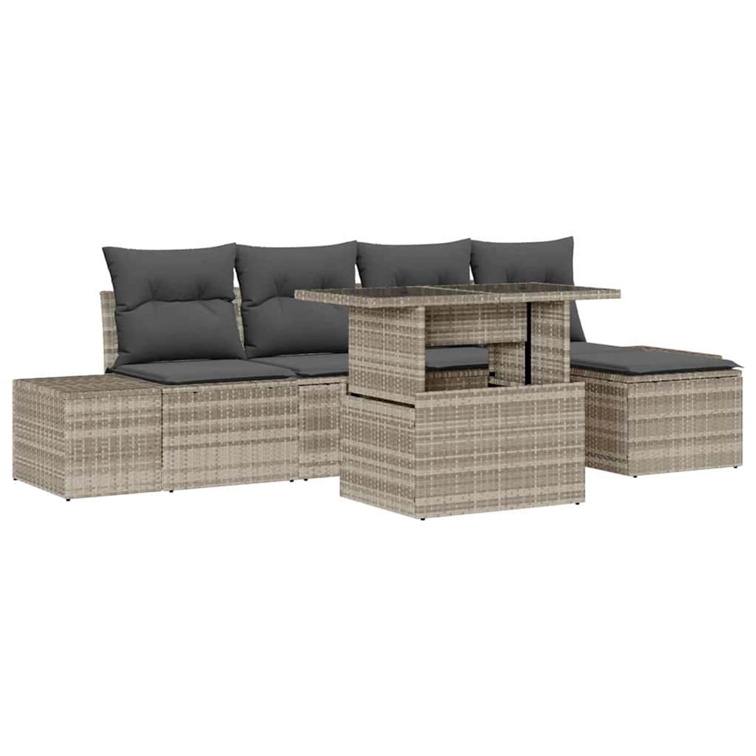 vidaXL 6-Teiliges Garten-Sofa-Set mit Kissen in Hellgrau aus Poly Rattan 33 günstig online kaufen