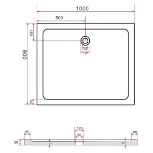 Glasdeals Duschwanne Duschtasse Acryl 5 x 100 x 90 cm 3915
