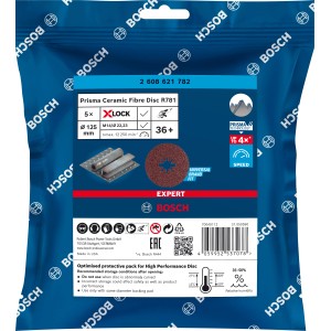 Bosch Expert Fiberscheibe X-Lock R781, Ø 125mm, K36, 5 Stück im blauen Paket.
