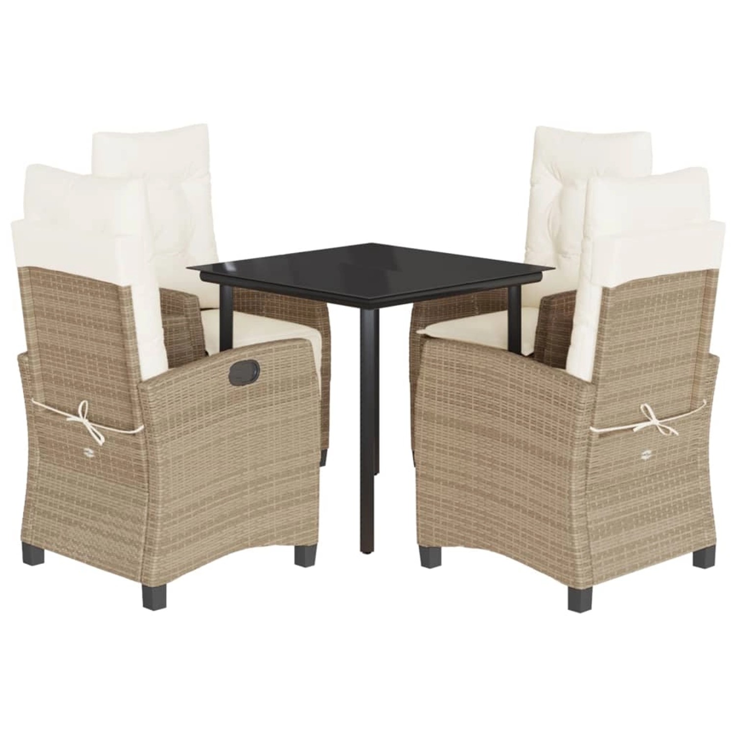 vidaXL 5-Tlg Garten-Essgruppe mit Kissen Beige Poly Rattan 3212814 günstig online kaufen