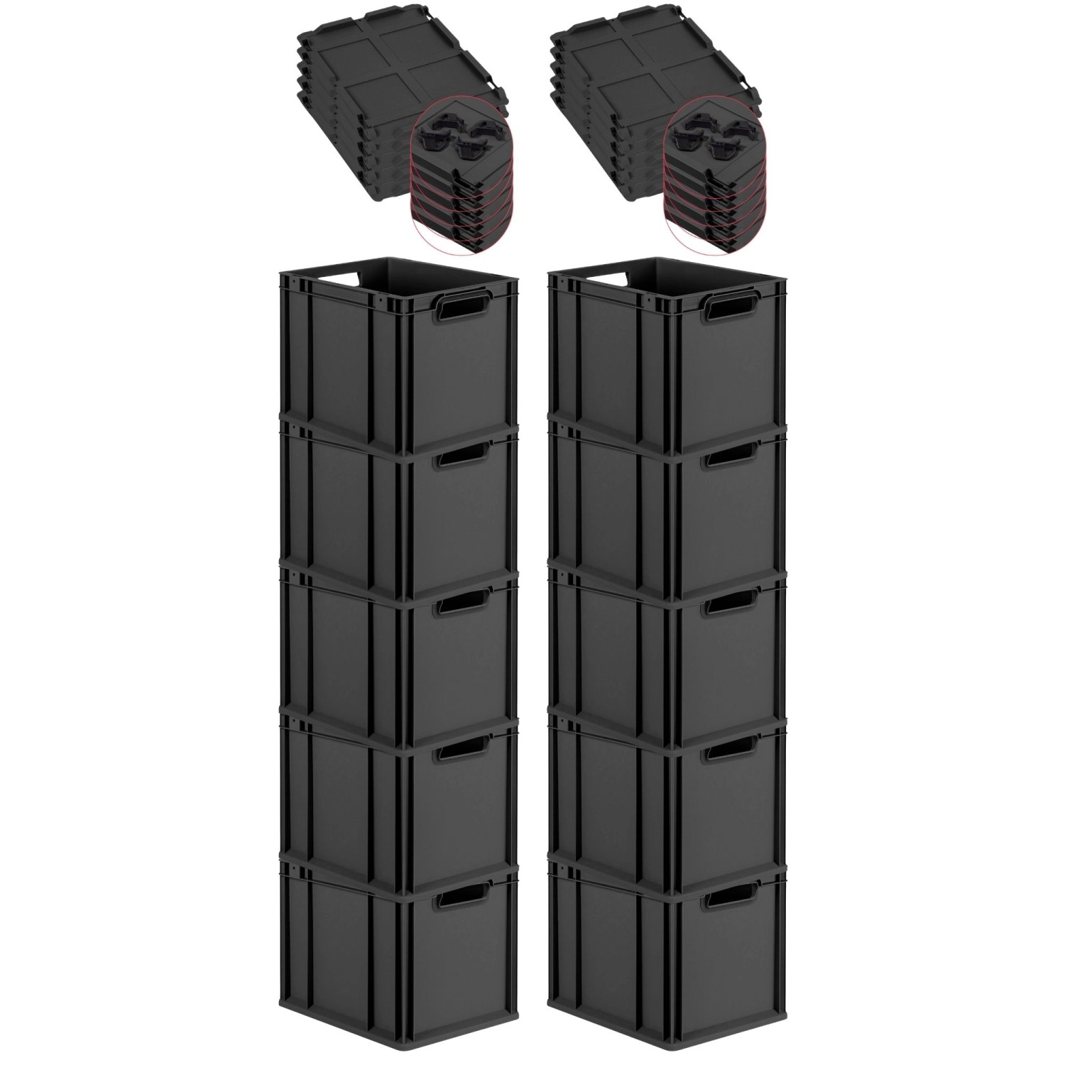 PROREGAL SuperSparSet 10x Eurobox Nextgen Grip Mit Scharnierdeckel Und Schw günstig online kaufen
