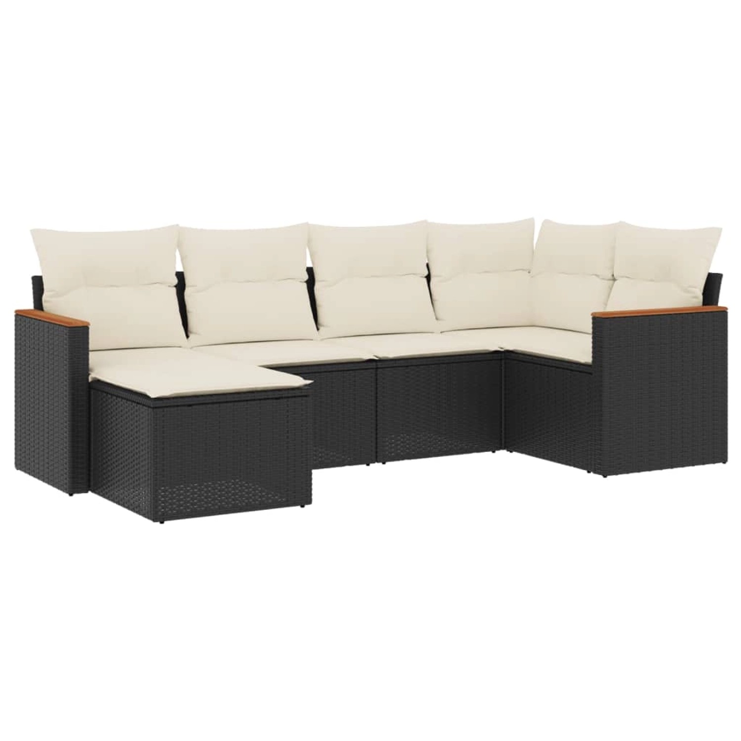 vidaXL 6-Tlg Garten-Sofagarnitur mit Kissen Schwarz Poly Rattan 3226175 günstig online kaufen