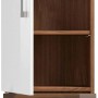 Posseik Bad-Hochschrank Rima, Walnuss/Weiß, 40 cm breit, mit offener Tür und Schubladen.