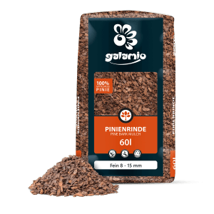 Galamio Pinienrinde Fein, 60l Sack mit Mulch für den Garten.