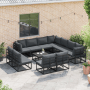 vidaXL Garten-Sofa-Set, 12-teilig, schwarz, Aluminium. Modulares Lounge-Set mit Tisch und Kissen für Terrasse und Garten.