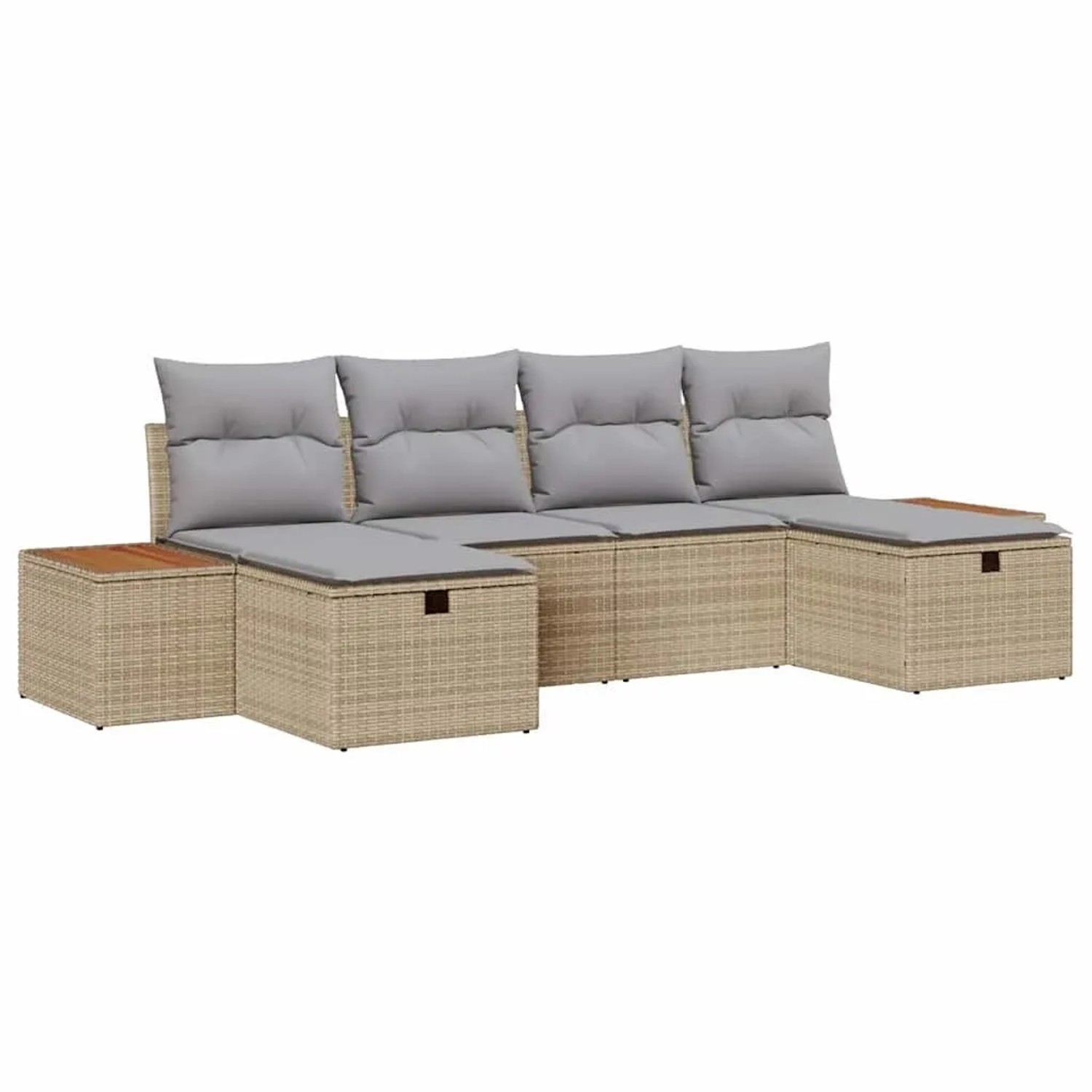 vidaXL Gartensofa-set mit Kissen mit Speicher 6-Tlg Beige Poly-Rattan 33609 günstig online kaufen