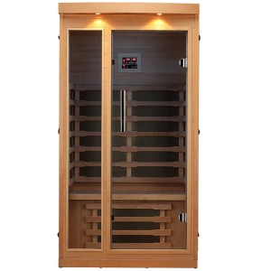 Canadian Spa Infrarotkabine Chilliwack für 1 Person, aus Hemlockholz mit LED-Beleuchtung.