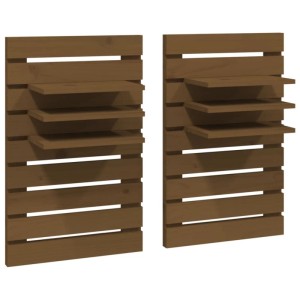vidaXL Wand-Nachttische 2 Stk Honigbraun Massivholz Kiefer 824766