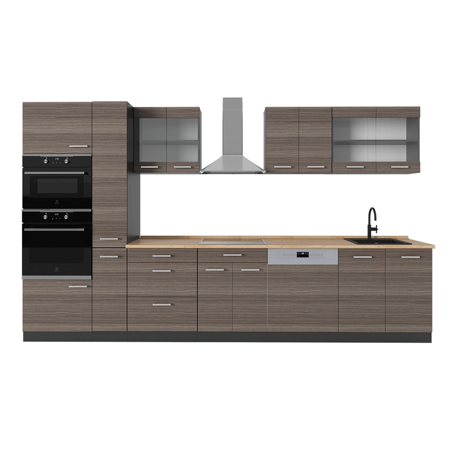 Vicco R-Line Küchenzeile Edelgrau/Anthrazit 350 cm AP Eiche günstig online kaufen