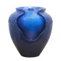 Blauer Teamson Home Gartenbrunnen in Topfform mit LED-Beleuchtung.