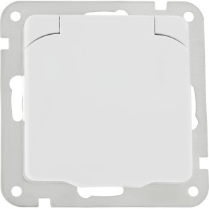 OBI Penelope Schutzkontakt-Steckdose mit Klappdeckel, polarweiß, für Feuchträume