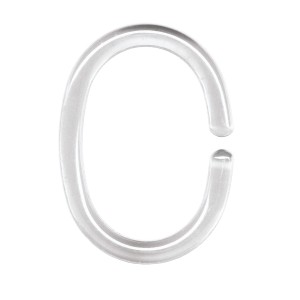 Glasklarer Duschvorhangring von Kleine Wolke, oval, aus Kunststoff.