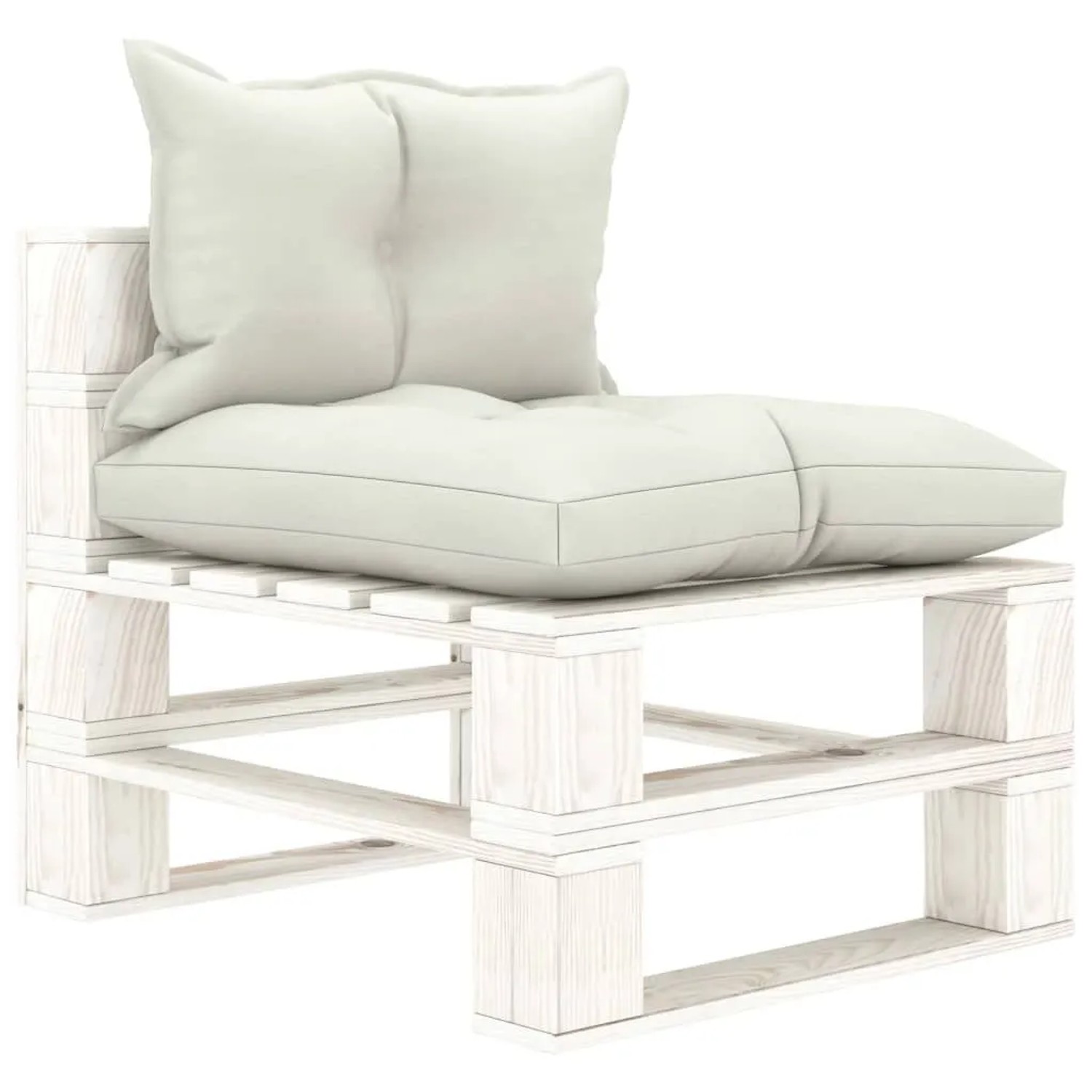 vidaXL Garten-Paletten-Mittelsofa mit Kissen in Beige Holz 3052422