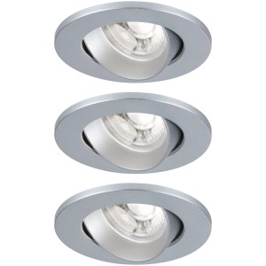 Drei Paulmann LED-Einbaustrahler Salerno, rund, 67 mm, mattes Chrom. Schwenkbare Leuchten für gezieltes Licht.