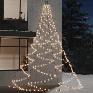 vidaXL LED-Wandbaum mit 720 warmweißen LEDs, 5m hoch, für Weihnachtsdekoration innen und außen.