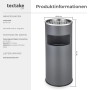 Tectake Standaschenbecher  Rund Mit Mülleimer und Inneneimer  25 x 25 x 61 cm Anthrazit_6