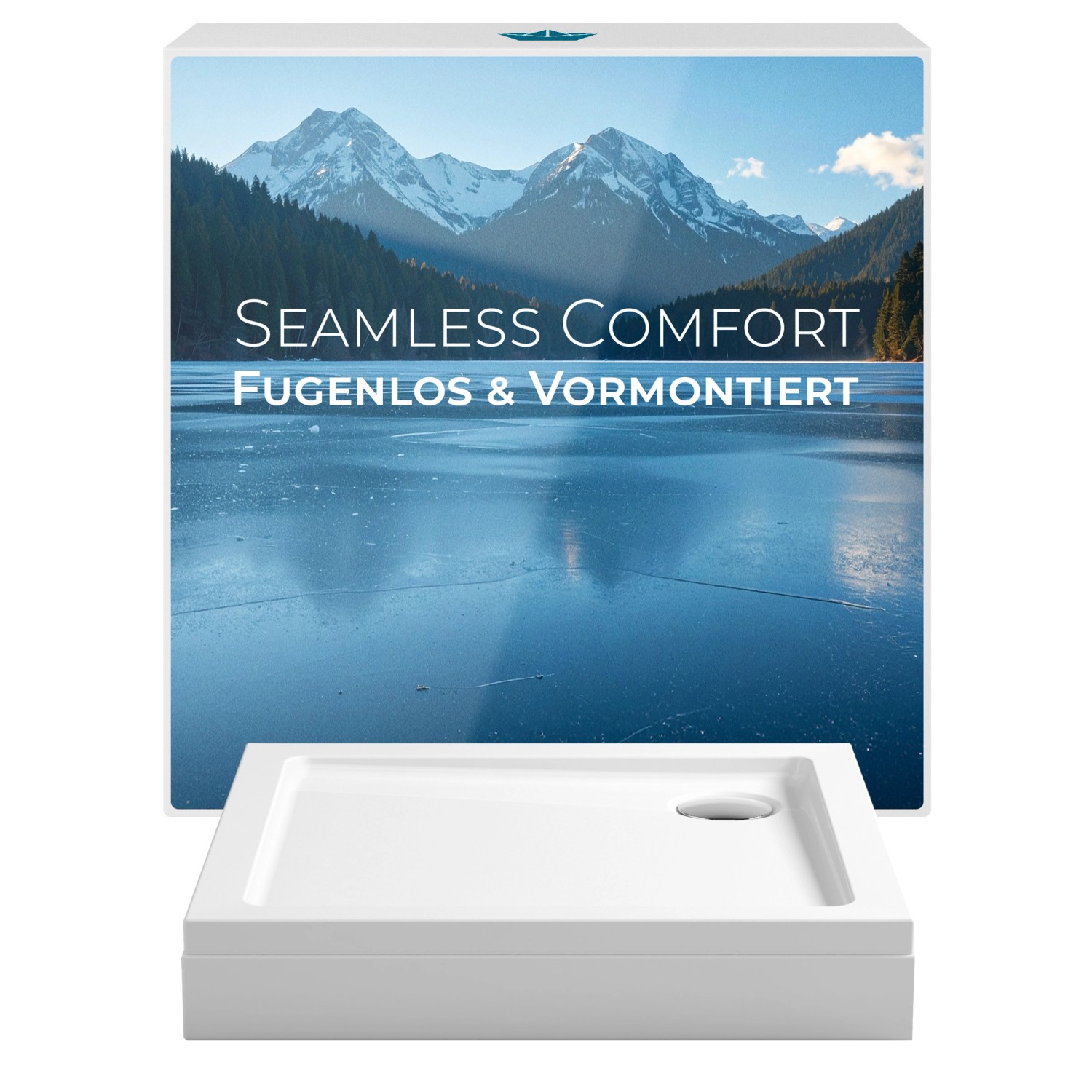Calmwaters Duschwanne Seamless Comfort 80x80x14 cm Set Schürze Vormontiert günstig online kaufen