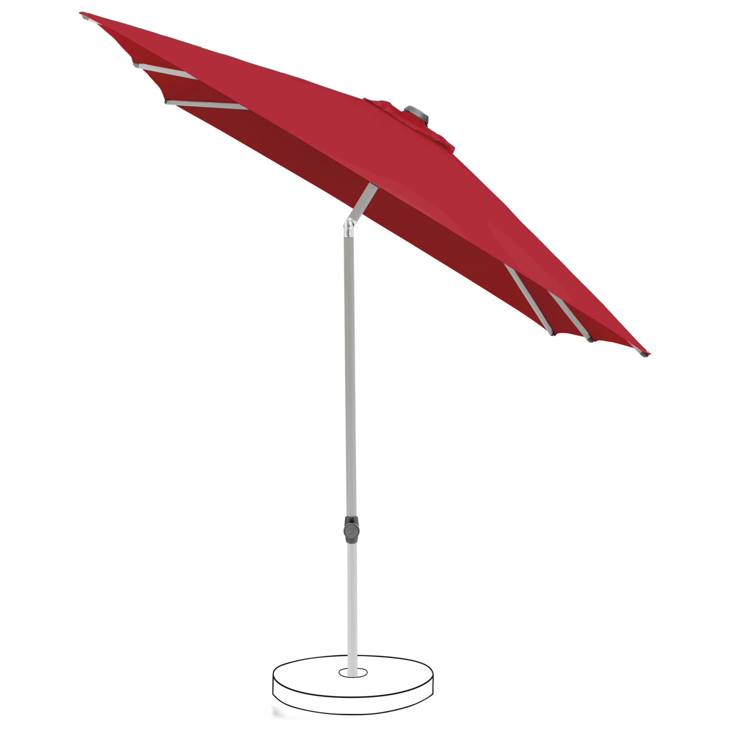 Suncomfort Marktschirm in Rot/Weinrot mit Handöffner und Neigungsfunktion.