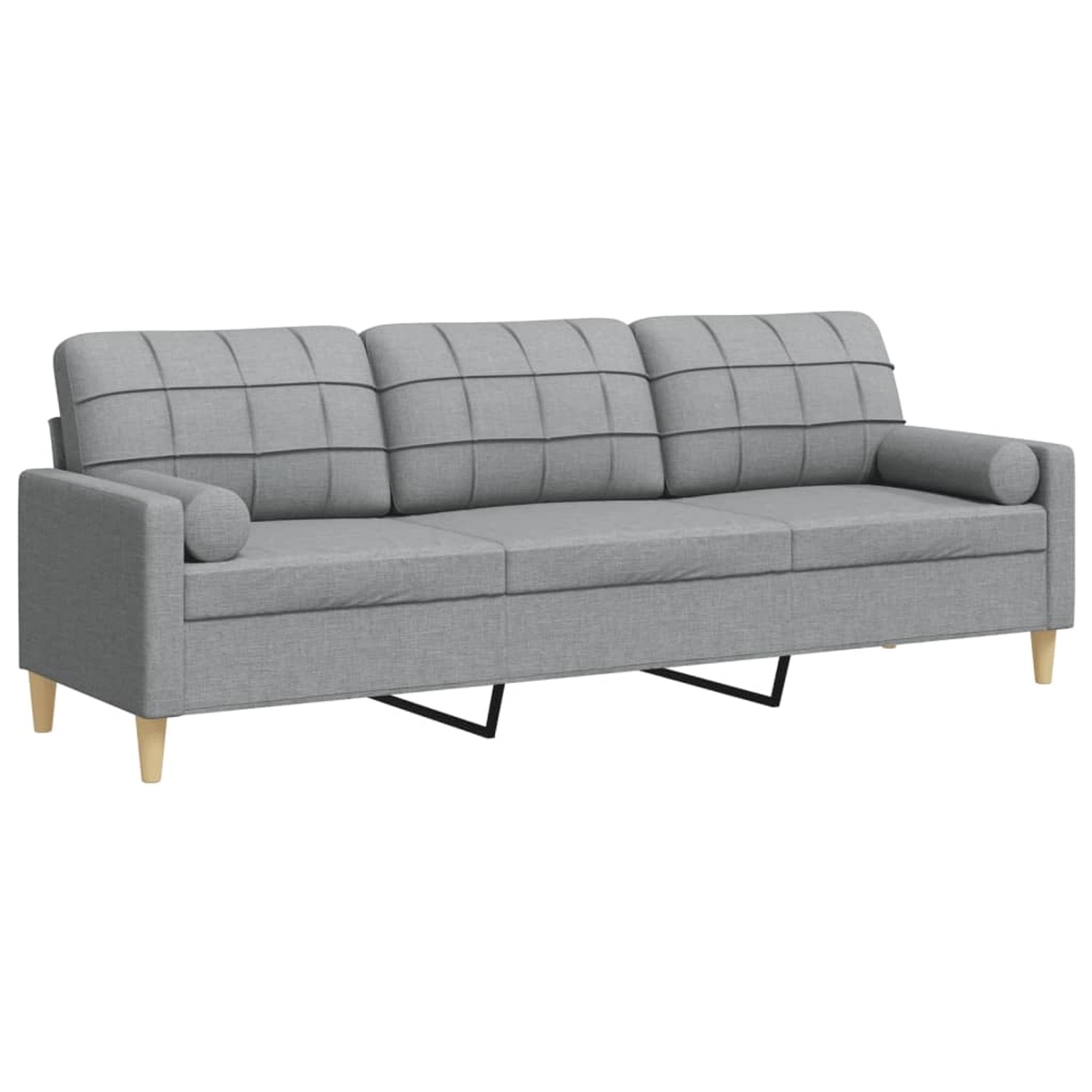 vidaXL Sofa 3-Sitzer mit Zierkissen Hellgrau 210 cm Stoff 2150032 günstig online kaufen