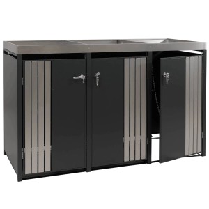 Proregal 3er-Mülltonnenverkleidung Mit Pflanzkasten HxBxT 125x196x84 cm Anthrazit Edelstahl Mülltonne 75kg