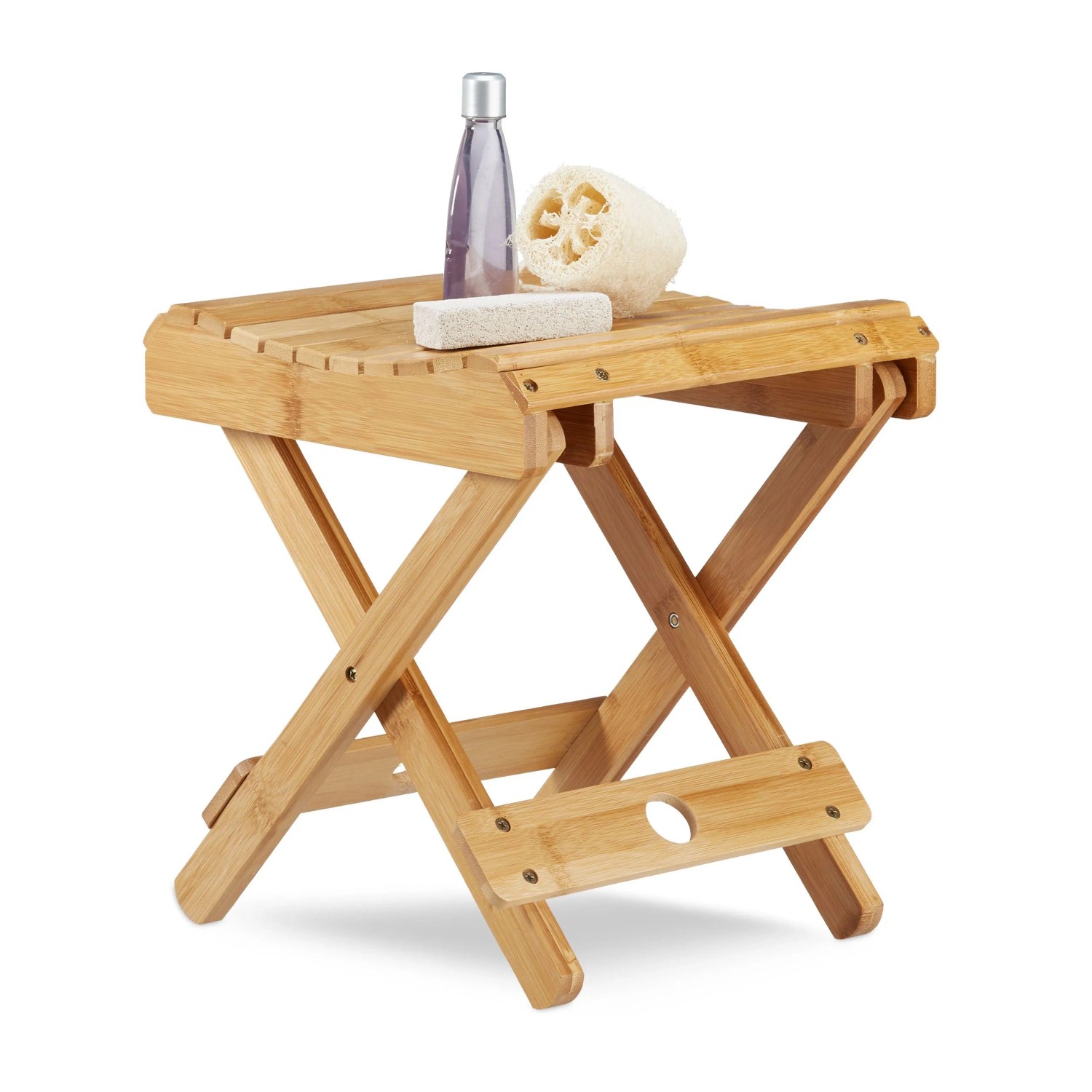 Relaxdays Hocker Bambus Klappbar 31,5 cm x 27,5 cm x 28,5 cm 1,3 kg