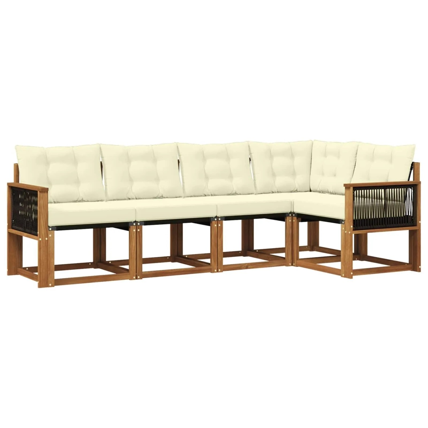 vidaXL Outdoor-Sofagarnitur mit Kissen 5 Stk Natur und Creme 3381950