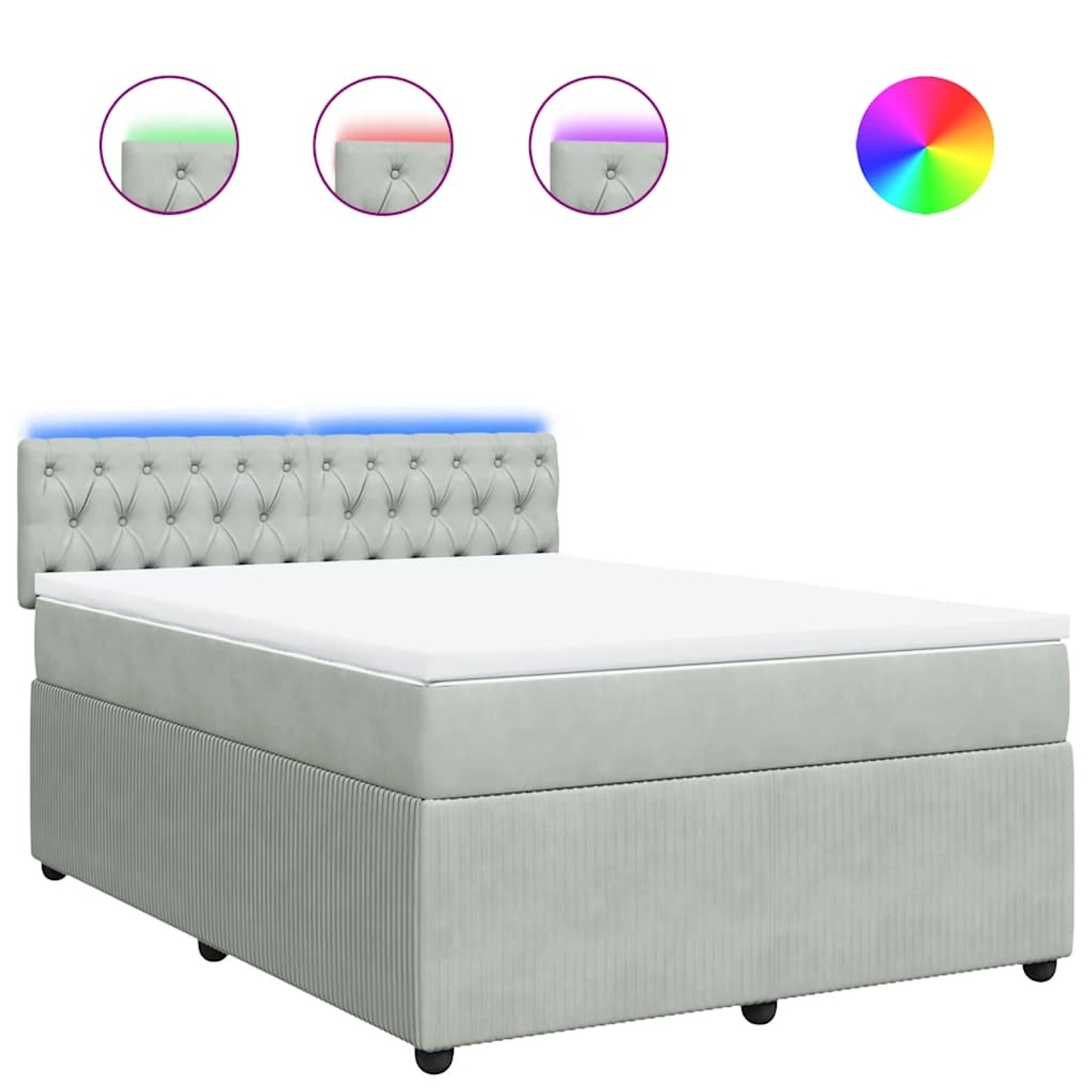 vidaXL Boxspringbett mit Matratze Hellgrau 140x200 cm Samt 3290064 günstig online kaufen