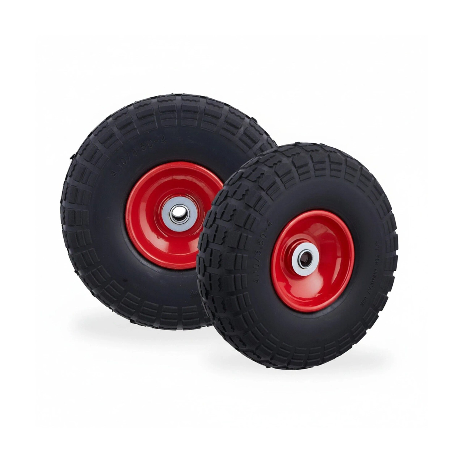 Relaxdays Sackkarrenrad PU Vollgummi 26 cm x 8,5 cm 2er Set Schwarz-Rot
